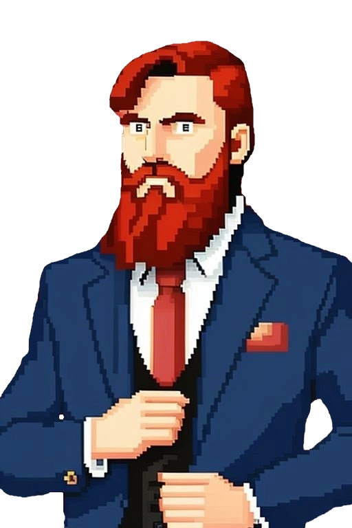 Pixelated Redhead Bearded Man in a Suit